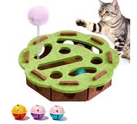 Interactive Cat Puzzle Toy for Indoor Cats, Felt Cat Scratch Puzzle Enrichment Box with 3 Metal Bell Balls, Cat Nail File Box for Self-Play Exercise, Hide & S ame Encourages Hunting Instincts.