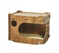 Interactive Cat Scratch Board Toy,Wooden Cat Scratchers for Indoor Cats with Corrugated Cardboard House