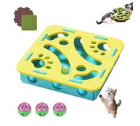 Interactive Cat Scratch Puzzle Box with 3 Bell Balls, Felt Maze & Nail File, Enrichment Toy for Indoor Cats Gray Square