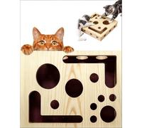 Interactive Cat Scratch Puzzle Enrichment Box, Wooden Nail File Toy with Sandpaper & Bell Balls, Stress-Free Alternative to Clippers for Cats & Kittens That Dislike Nail Trimming (Without bell ball)