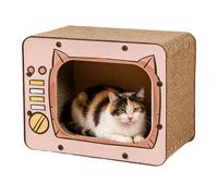 Interactive Cat Scratcher, Cardboard TV Climbing House, Scratch Play with Comfortable Bed, Enrichment Pet Activity Station, Furniture Protector with Modern Look, Cat Toy for Small Animals