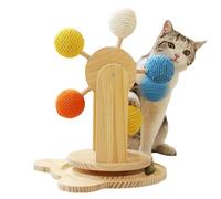 Interactive Cat Scratcher, Cat Scratch Turntable - Kitten Interactive Wood Scratching Board Rotating - PET Exercise Catnip Toy Play Claw -Grinding with 5 Sisal Balls for Indoor Cats