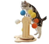 Interactive Cat Scratcher, Cat Scratch Turntable,Rotating Interactive Kittenpost Scratching Wood | PET Exercise Catnip Toy with 5 Sisal Balls Claw Grinding for Active Play