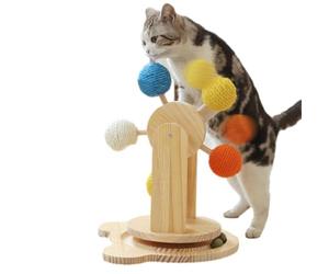 Interactive Cat Scratcher, Cat Scratch Turntable,Rotating Interactive Kittenpost Scratching Wood | PET Exercise Catnip Toy with 5 Sisal Balls Claw Grinding for Active Play