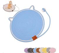 Interactive cat scratching mat, natural cotton rope non-slip round cat scratching board, sofa bed protection pad with hanging ball (multi-layer detachable)