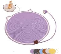 Interactive cat scratching mat, natural cotton rope non-slip round cat scratching board, sofa bed protection pad with hanging ball (multi-layer detachable)