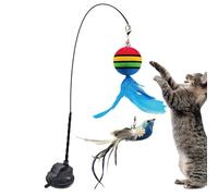 Interactive Cat Teaser Wand, Bird Toys With Suction Cup, Wall Mount Handheld Stick For Boredom, Exercise, Play, Mental Stimulation Fun, Comfortable Handheld
