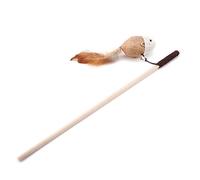 Interactive Cat Teaser Wand, Funny Feather Rat Toy with Wooden Stick for Kitten Chasing Play, Indoor Outdoor Exercise Fun for Cats and Kittens