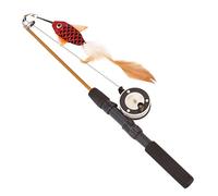 Interactive Cat Teaser Wand Toy Flexible Telescopic Fishing Rod for Indoor Play Exercise Unique Styles Extendable Up to 72cm Pet Companion (Black-33, 72cm)