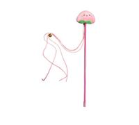 Interactive Cat Teaser Wand Toy - Pink Plush Head with Ribbons & Bell, Durable Cat Wand for Indoor Play, Exercise, and Bonding with Kittens & Cats