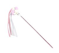 Interactive Cat Teaser Wand Toy with Flexible Long Pole Bell and Tassel Pom-Poms 63cm Fairy Style Kitten Play Stick for Indoor Cats Macaron Mixed Colours Pink