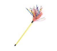 Interactive Cat Teaser Wand with Rattle Ribbon and Crinkle Sound, 54cm Long Durable Kitten Toy Stick for Indoor Play, Bite Resistant Rod in Multi-colour, 1 Pack Yellow