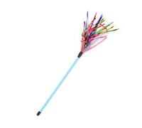 Interactive Cat Teaser Wand with Rattle Ribbon and Crinkle Sound, 54cm Long Durable Kitten Toy Stick for Indoor Play, Bite Resistant Rod in Multi-colour, 1 Pack Blue