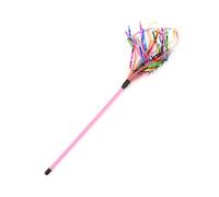 Interactive Cat Teaser Wand with Rattle Ribbon and Crinkle Sound, 54cm Long Durable Kitten Toy Stick for Indoor Play, Bite Resistant Rod in Multi-colour, 1 Pack Pink