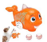 Interactive Cat Toy,Automatic Moving Ball for Indoor Cat with Music and Light - Cute Walking Fish, 360 Degree Motion Activated Fast Rolling on Carpet for Dog, Kitten, Pet