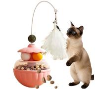 Interactive Cat Toy, Automatic Shaking Cane with Catnip Balls, Auto Righting Toy with Adjustable Food Dispenser, for Medium to Small Adult Kitten and Cat (Pink)