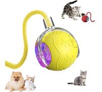 Interactive Cat Toy Bal - Automatic Interactive Rolling Pet Toys for Indoor Cats with 3 Speeds, Obstacle Avoidance Smart Pet Ball, Rechargeable Cat Enrichment Toys for Small/Large Cat & Dog (Yellow)