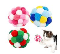 Interactive Cat Toy Ball | 3 Pieces Interactive Playing Toys for Pets | Plush Interactive Play Ball That Is Quiet - For Hunting Training Stimulation Inside Outside Young Cats And Ho