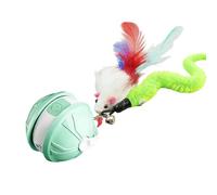 Interactive Cat Toy Ball for Indoor Cats, 2-in-1 Smart Moving Cat Ball with Feather Accessories, Automatic Kitten Toys for Bored Indoor Cats, USB Rechargeable Ideal for Small and Medium Cats (B)