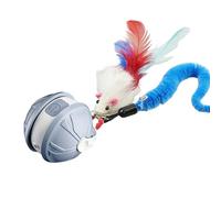 Interactive Cat Toy Ball for Indoor Cats, 2-in-1 Smart Moving Cat Ball with Feather Accessories, Automatic Kitten Toys for Bored Indoor Cats, USB Rechargeable Ideal for Small and Medium Cats (A)