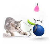 Interactive Cat Toy Ball for Indoor Cats, 2025 New Fast Self Rolling Ball Cat Toy on Carpet, Smart Interactive Automatic Cat Toy Ball for Gifts for Indoor Cats, Moving Cat Toy Ball with Tail (Blue)