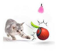 Interactive Cat Toy Ball for Indoor Cats, 2025 New Fast Self Rolling Ball Cat Toy on Carpet, Smart Interactive Automatic Cat Toy Ball for Gifts for Indoor Cats, Moving Cat Toy Ball with Tail (Orange)