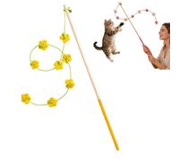 Interactive cat toy, cat wand toy, Soft Wand with Bell Pompom, Interactive Cat Teaser for Indoor Kittens Birthday，Christmas, Halloween, Valentine's Day (C)