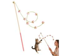 Interactive cat toy, cat wand toy, Soft Wand with Bell Pompom, Interactive Cat Teaser for Indoor Kittens Birthday，Christmas, Halloween, Valentine's Day (A)