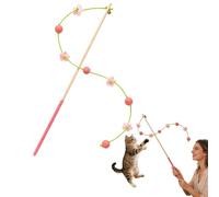 Interactive cat toy, cat wand toy, Soft Wand with Bell Pompom, Interactive Cat Teaser for Indoor Kittens Birthday，Christmas, Halloween, Valentine's Day (B)