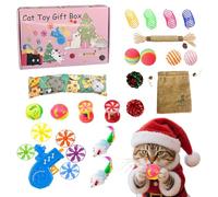 Interactive Cat Toy - Christmas-Themed Plush Mice Doll Set for Kittens | ABS Scratch-Resistant Kitten Exercise Toys, Fun Pet Accessory for Small, Medium, and Large Cats, 28.5x20x5cm