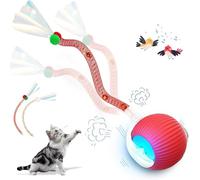 Interactive Cat Toy, Electric Automatic Rolling Ball with Tail for dogs Cat, USB Rechargeable Moving Pet Toy, Smart Chase Teaser Pet Balls Chase Toys for Cats Dog for Indoor (1PC-Red)