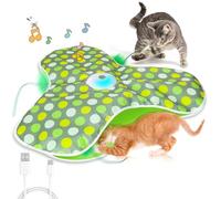 Interactive Cat Toy, Electronic Hidden Motion Cat Toy with Rechargeable Battery, 3 Speed Modes, Auto Standby, Double-Layer Mat, Green, for Indoor Cats