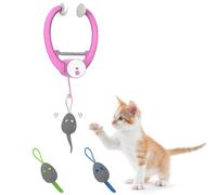 Interactive Cat Toy for Indoor Cats, Smart Usb Rechargeable Automatic Retractable Door-hanging Enrichment Toy for Kittens & Hunting Fun pink
