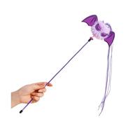 Interactive Cat Toy Kawaii Little Devil Plush Tassel Bell Toys Kitten Playing Teaser Ribbon Wand Toy Supplies(PURPLE)