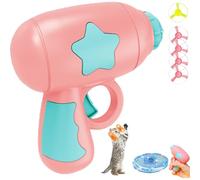 Interactive Cat Toy Launcher with LED Flying Discs, Bamboo Dragonfly Catapult Pistol Set Fun Fetch Toy for Training, Chasing, and Exercise (#B)