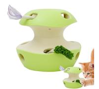 Interactive Cat Toy, Mental Stimulation And Enrichment, Green/Red, 10-Hole Whäck A Mole Äpple Toy, Electric Motion Sensor Toys With Teaser Wand, Exercise And Activity Encouragement, For All Cats