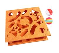 Interactive Cat Toy, Mental Stimulation Game, Box with Chasing Balls, Boredom Busting Exercise Puzzle, Wooden Locator with Double Layers, Activity Station for Indoor Home 30x30x6cm