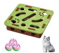 Interactive Cat Toy Puzzle Toys for Indoor Cats, Felt Maze Box with 3 Bell Balls for Self Play & Fun Exercise, Hide Seek Moving Cat Toys for Bored Cats Encourages Hunting Instincts (Green)