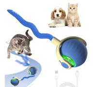 Interactive Cat Toy Self-Employment, Cat Toy Electric Ball with Tail, Intelligent Rolling Cat Ball Toy, USB Rechargeable Interactive Play Ball for Cats (Blue)