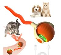 Interactive Cat Toy Self-Employment, Cat Toy Electric Ball with Tail, Intelligent Rolling Cat Ball Toy, USB Rechargeable Interactive Play Ball for Cats (Orange)