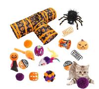 Interactive Cat Toy Set, 3 Way Cat Tunnel Game, Halloween Cat Tunnel Toy - Bell Ball Cat Toy Set for Kittens, Rabbits and Cats
