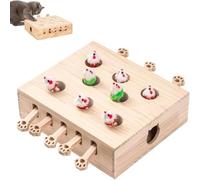 Interactive Cat Toy, Solid Wood Whack-A-Mole Game for Indoor Cats, Simulated Mice Catching Activity