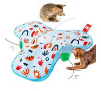 Interactive Cat Toy, Touch-activated Kitten Toys with Hidden Feather Mouse Tail, Rechargeable Realistic Mouse Squeaking Sound Kitten Game blue
