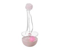 Interactive Cat Toy Tumbler Ball with Feather Teaser Wand, Self-Playing Wobble Ball Entertainment Center with Rolling Track System, Mental Stimulation Kitten Exercise Toy for Indoor Cats (Pink)