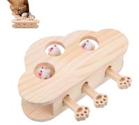 Interactive Cat Toy, Whack A Mole Simulation, Solid Wood Indoor Game for Cats