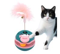Interactive Cat Toy with Ball | Turnstile Balls for Enrichment Feline - Cat Accessories with Feathers and Bell, Indoor Games for All Breeds Anti-Boredom