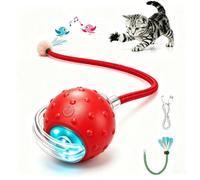 Interactive Cat Toy with Realistic Meow Sounds, Touch-Activated Meow Ball (Birdsong Convex Point（Red）)