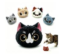 Interactive Cat Toy with Realistic Meow Sounds, Touch-Activated Meow Ball (Tuxedo)