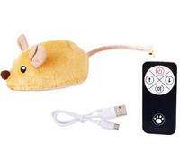 Interactive Cat Toy with Remote Control Electric Plush Mouse with Smart Sensors, LED Lights and Sounds, Automatic Stress Relief Toy for Cats, Yellow