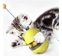 Interactive Cat Toy with Treat Dispenser,Interactive Cat Toy,Self-Employment Cats Toys,Automatic Cats Food Dispenser,Slow Feeder for Indoor Toys,Funny Tumbler Ball Kittens,Play Traning Ball (Yellow)
